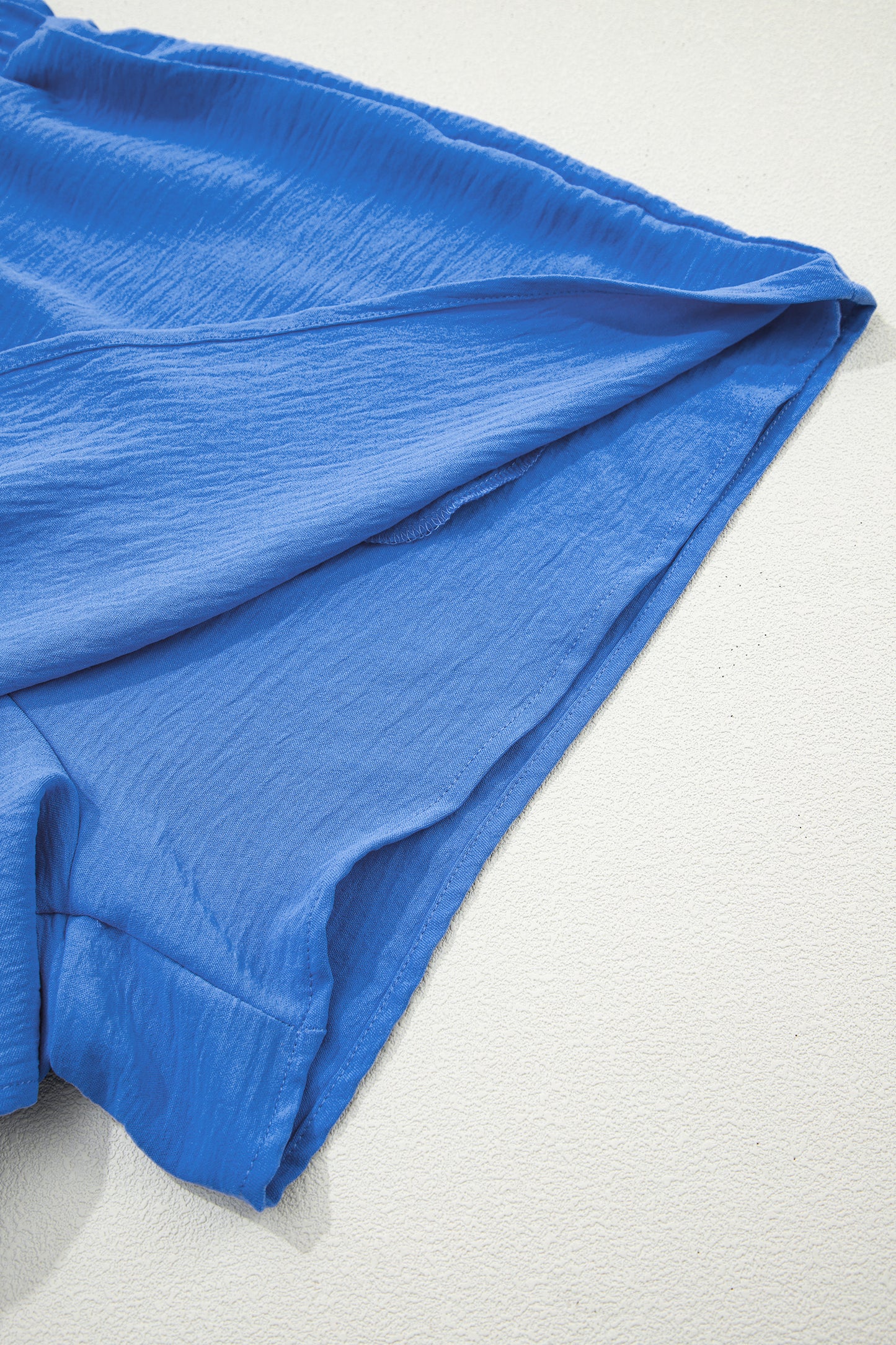 Sky Blue Solid Color Elastic Waist Casual Skort