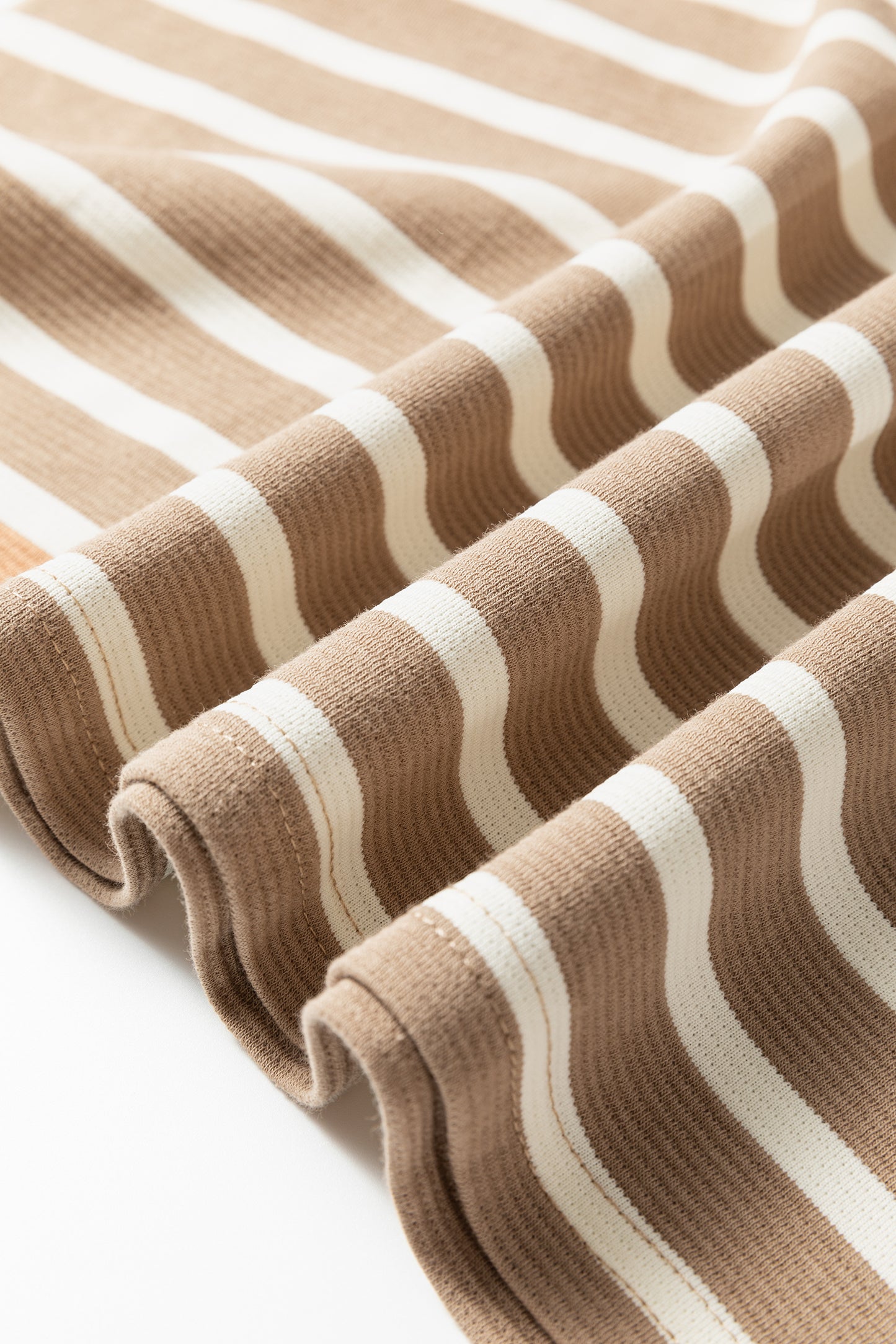 Khaki Stripe Tie V Neck Sleeveless Side Slit Midi Dress