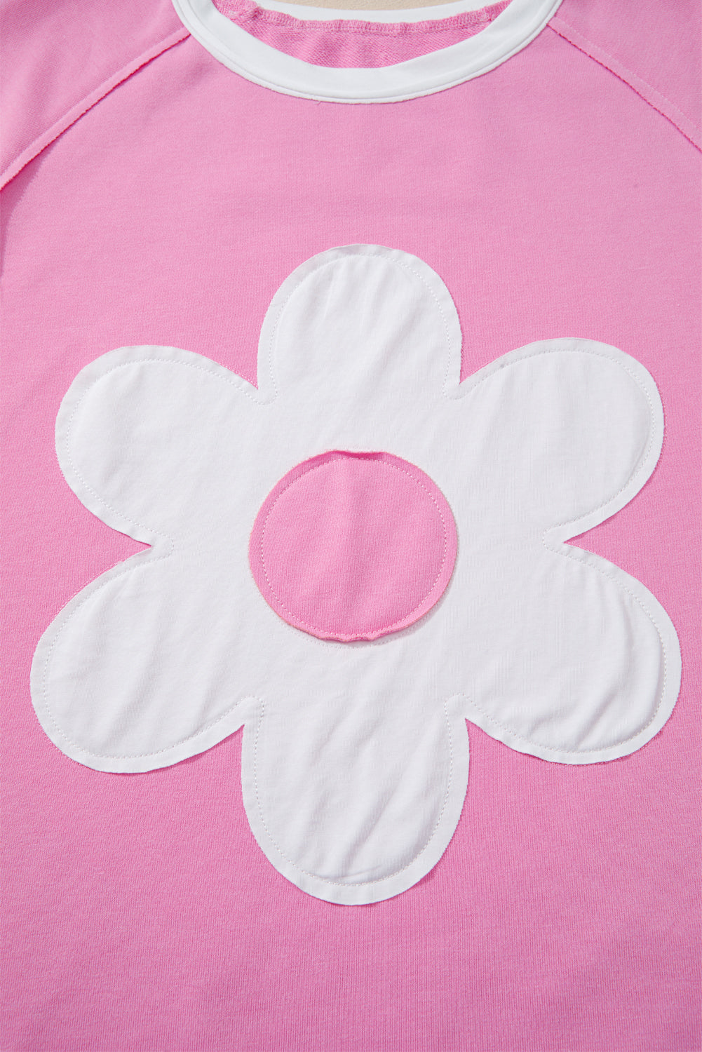 Orchid Bouquet Flower Patched Raw Seam Colorblock Loose Pants Set