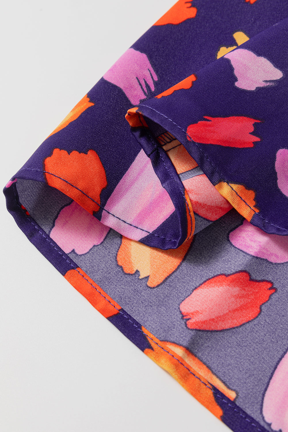 Blue Abstract Print Collared Tiered Flowy Maxi Dress