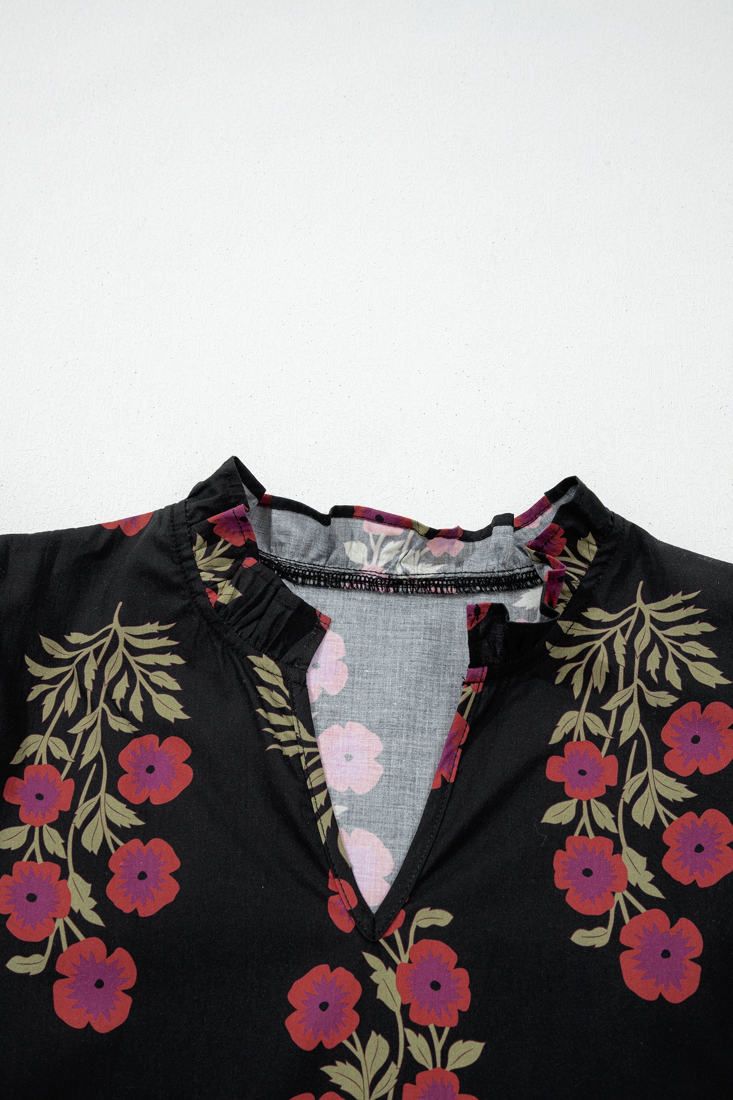 Black Floral Short Bubble Sleeve Tiered Maxi Dress