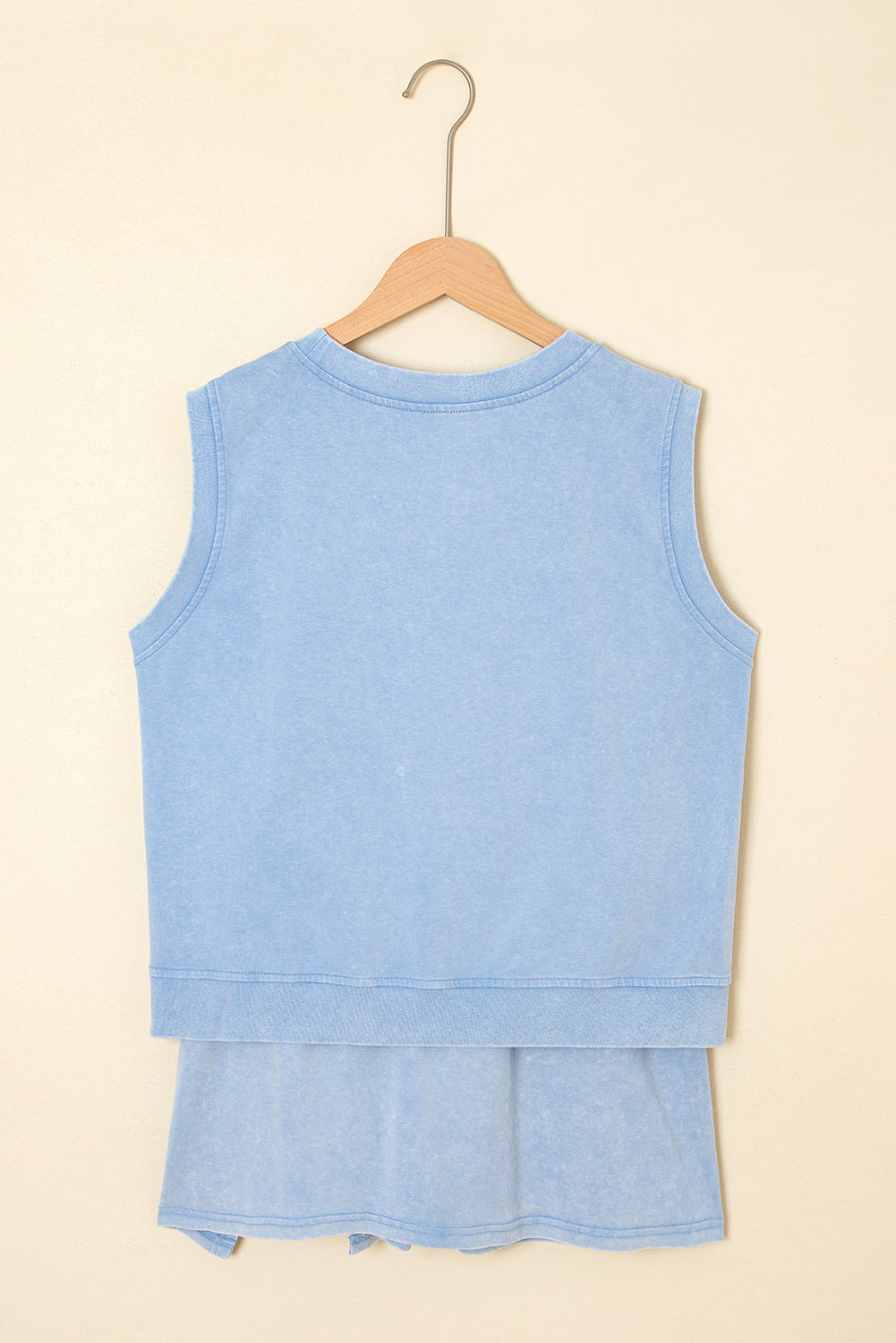 Yellow Cream 2 Pieces Mineral Wash Cotton Tank Top Lined Split Skort Set