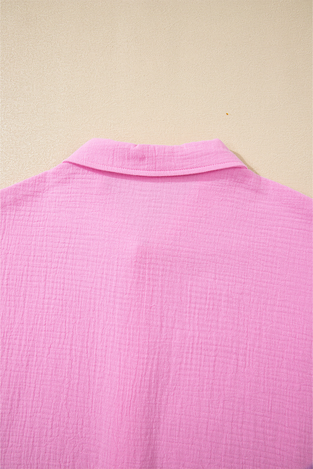 Bonbon Textured Ruffle Trim Short Sleeve Shirt