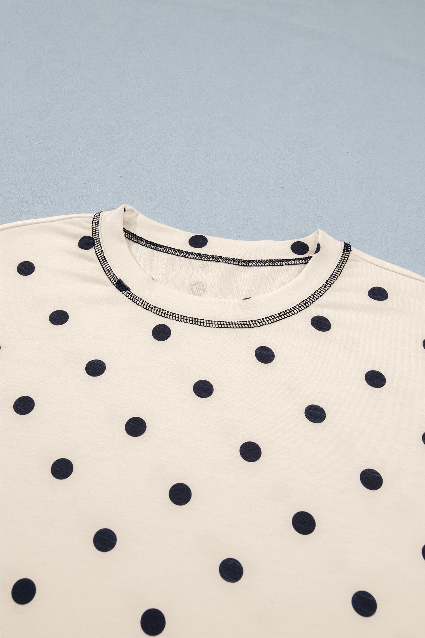 Yellow Exposed Seam Detail Polka Dot Loose Tee Drawstring Shorts Set