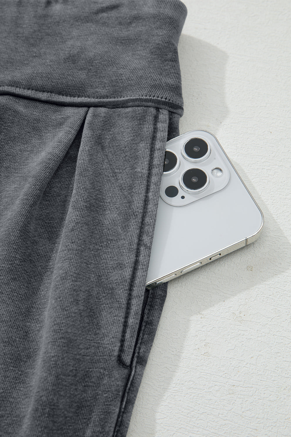 Medium Grey Mineral Wash Jogger Style High Waist Pants