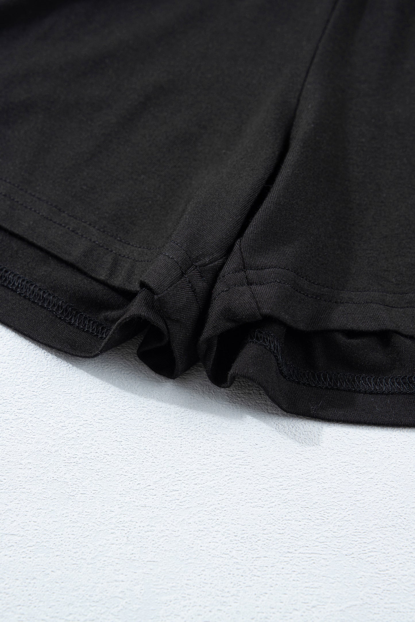 Black Solid Color Oversize Tee Tie Wrap Mini Skort 2pcs Set