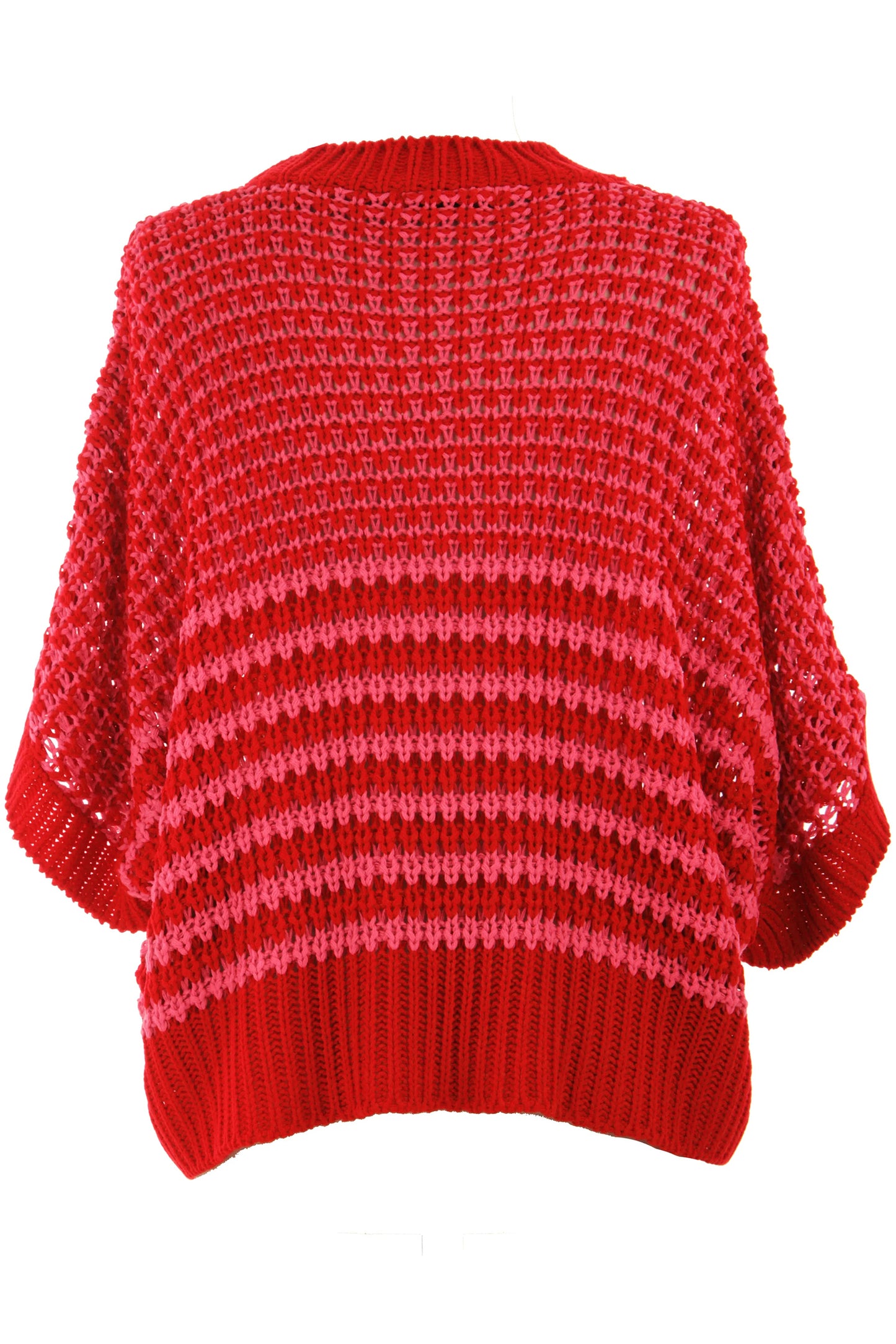 Red Stripe 3/4 Draped Sleeve Slouchy Sweater
