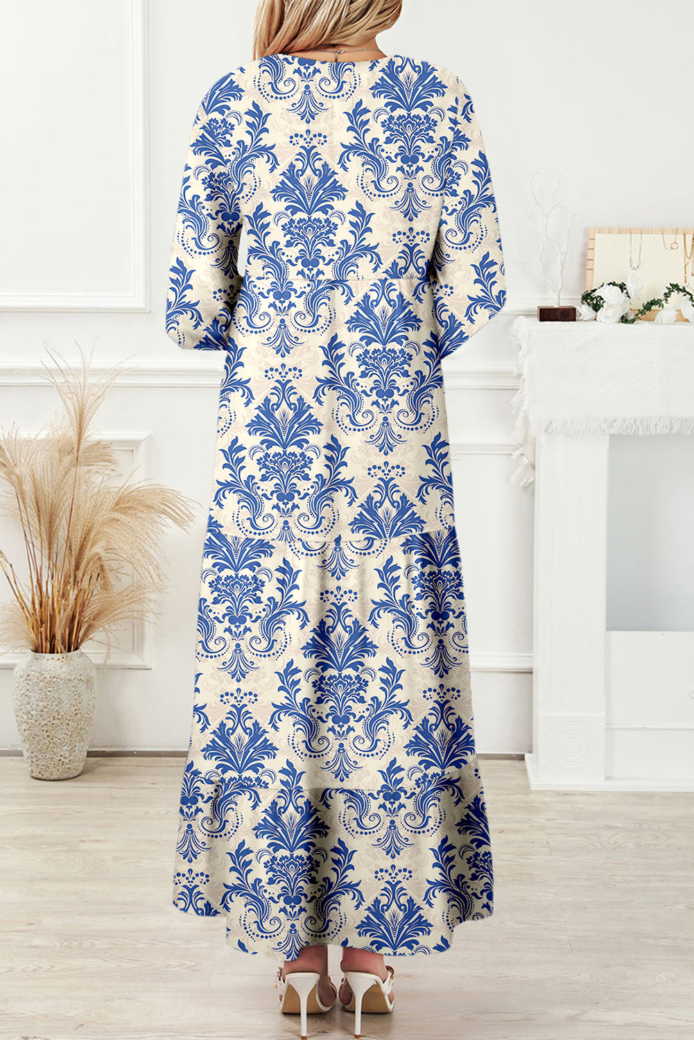 Red Boho Printed Half Sleeve Maxi Dress