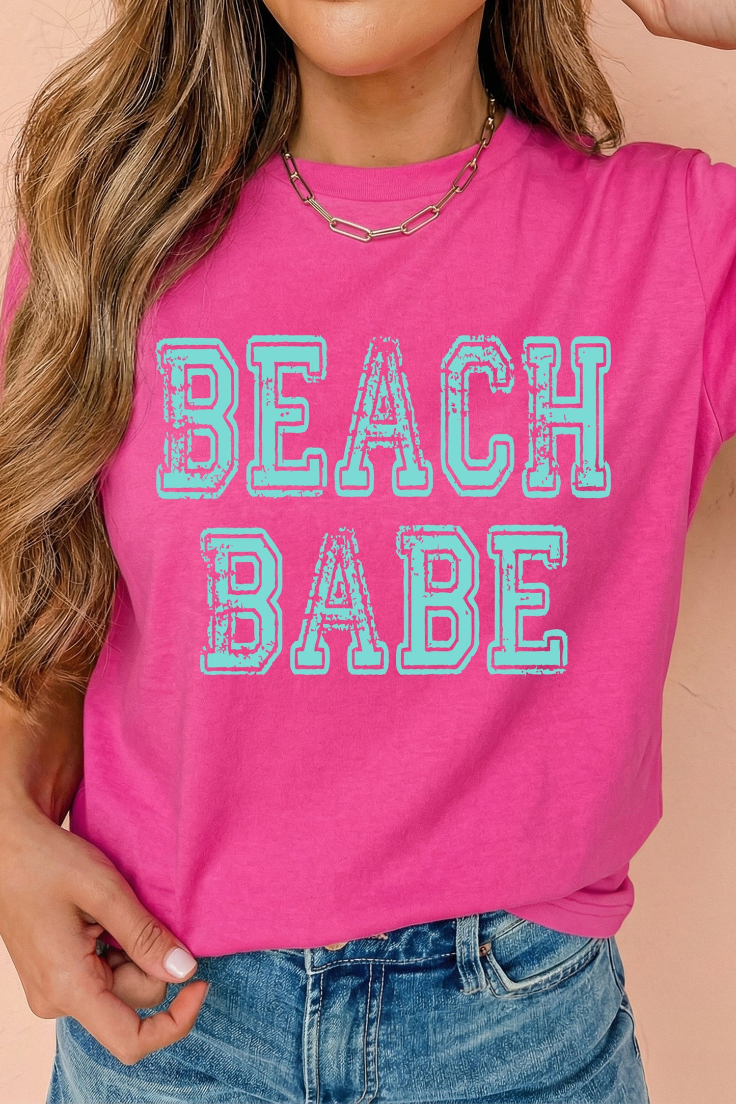 Rose Red BEACH BABE Graphic Relaxed T Shirt