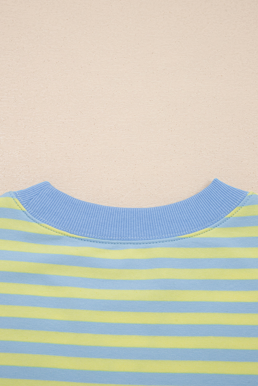 Yellow Stripe Color Block Detail Long Sleeve Pullover Elastic Waist Pull On Shorts 2pcs Set