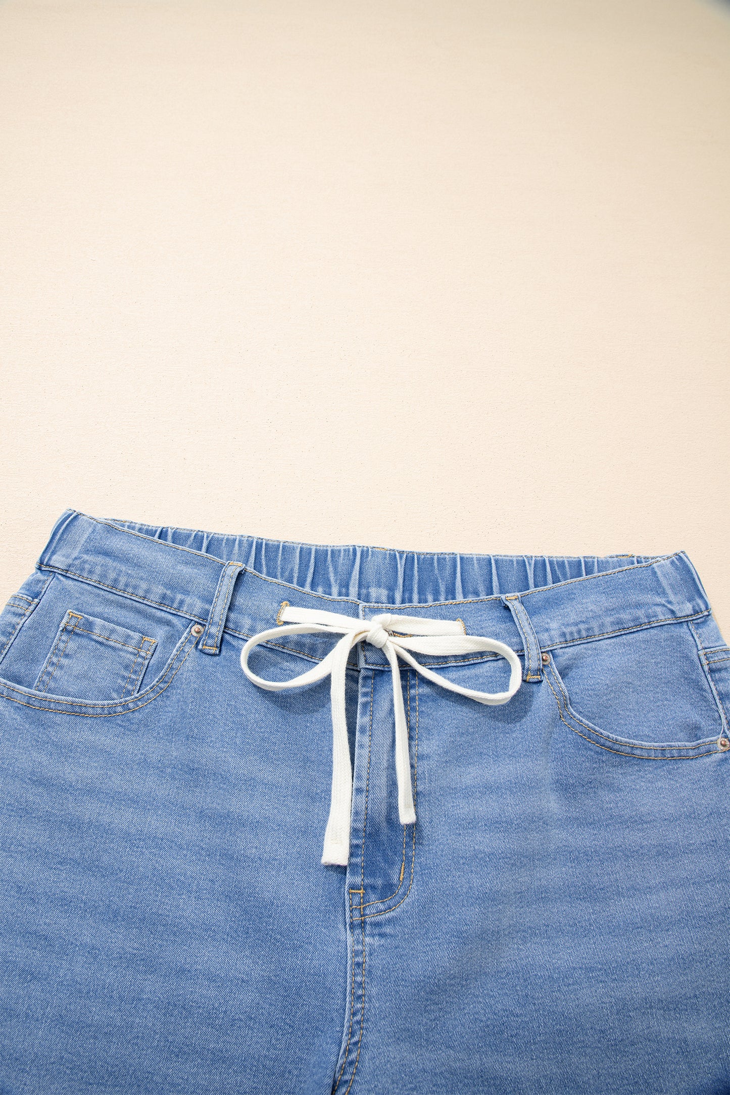 Iceland Blue Acid Wash Contrast Lace-up Plus Size Jeans