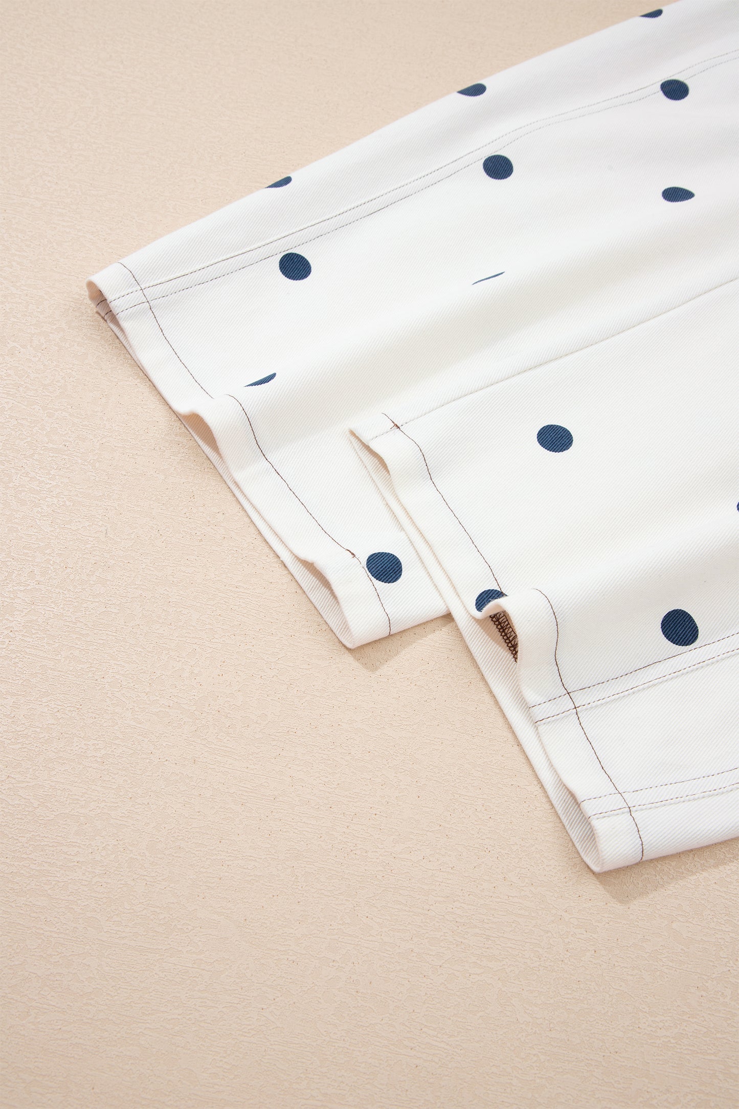 Light French Beige Polka Dot Print Bib Pocket Denim Barrel Overalls Jumpsuit