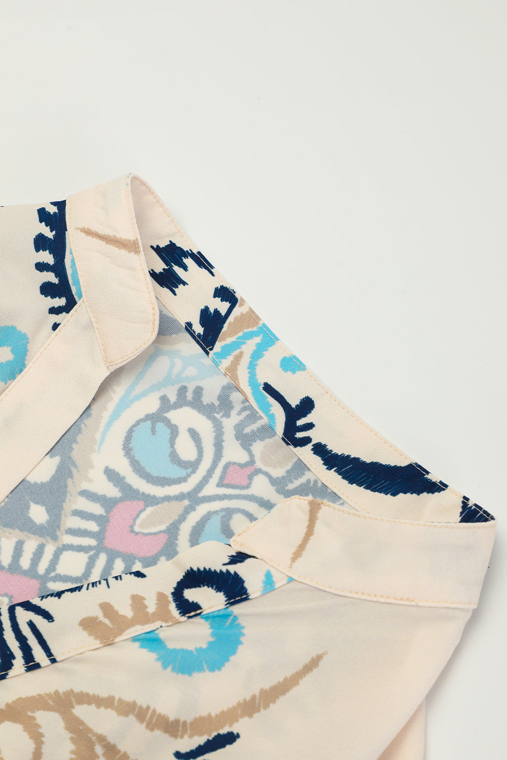 Sky Blue Ethnic Print Boho Tiered Mini Dress
