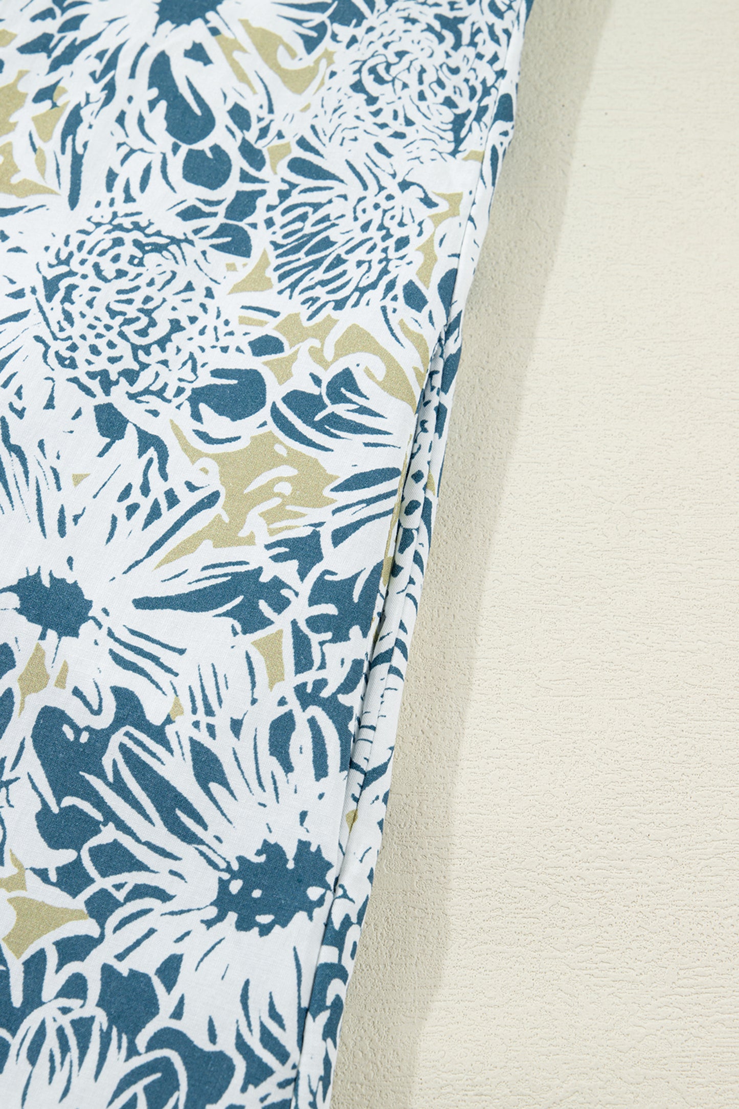 Blue Floral Print Striped Webbing Patchwork Collar Short Sleeve Mini Dress