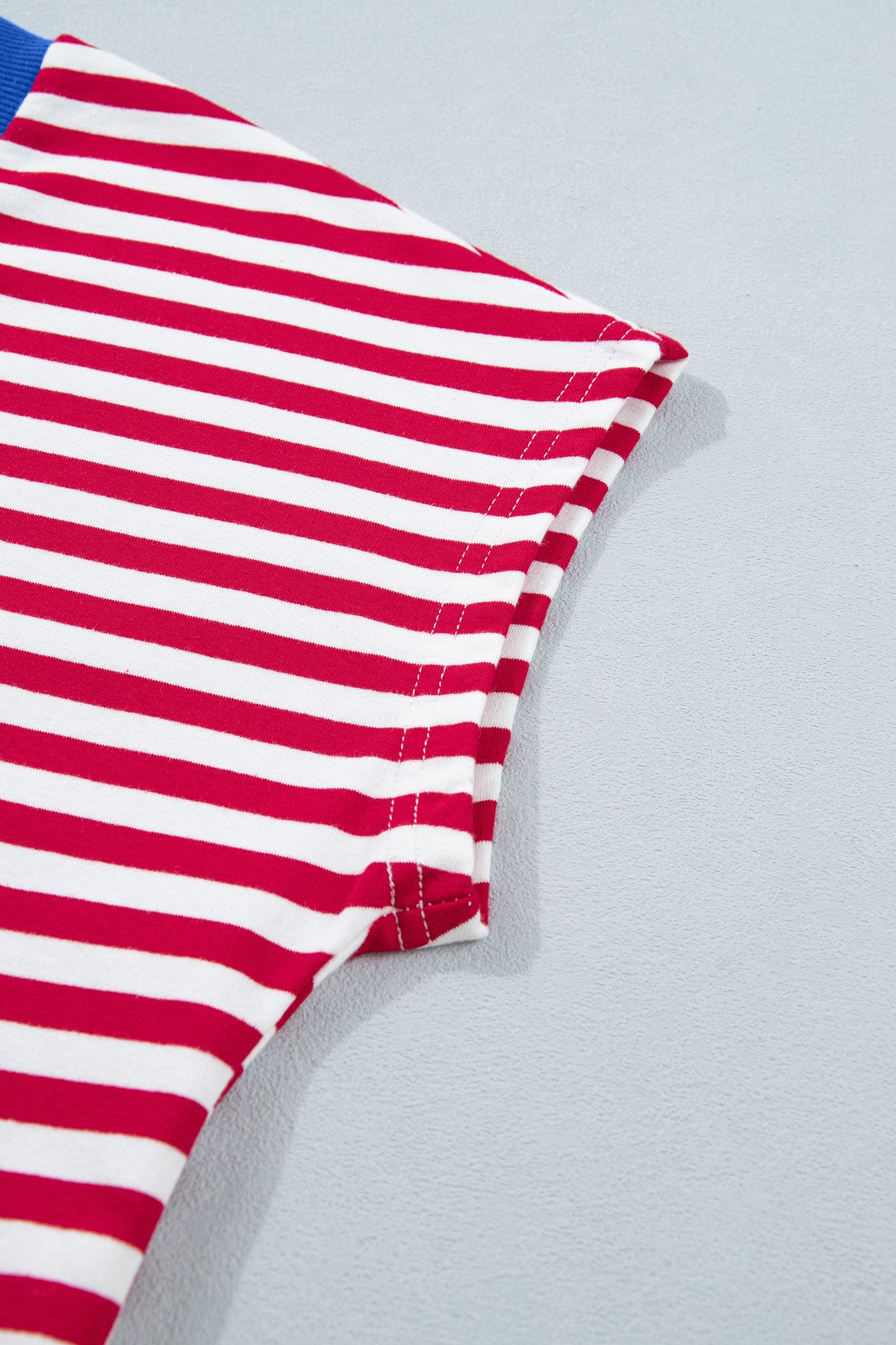 Yellow Stripe Colorblock Trim V Neck Tee Drawstring Elastic Waist Short Set