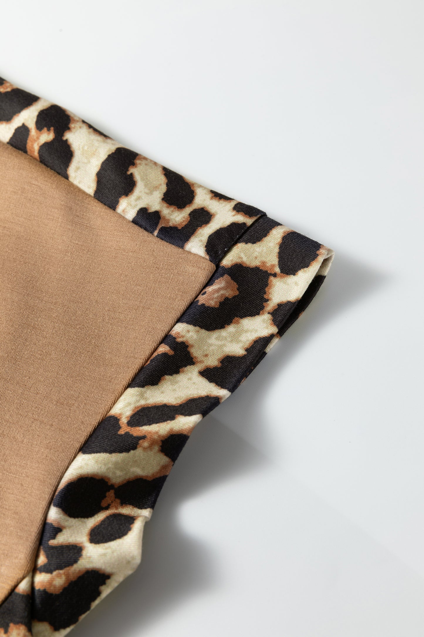 Sea Green Leopard Trim Round Neck Loose T Shirt