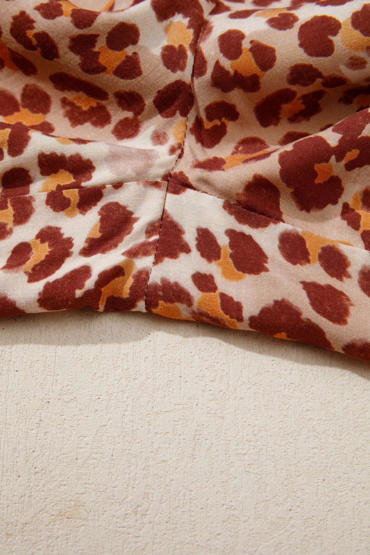 Brown Contrast Trim Leopard Top and Pant Set