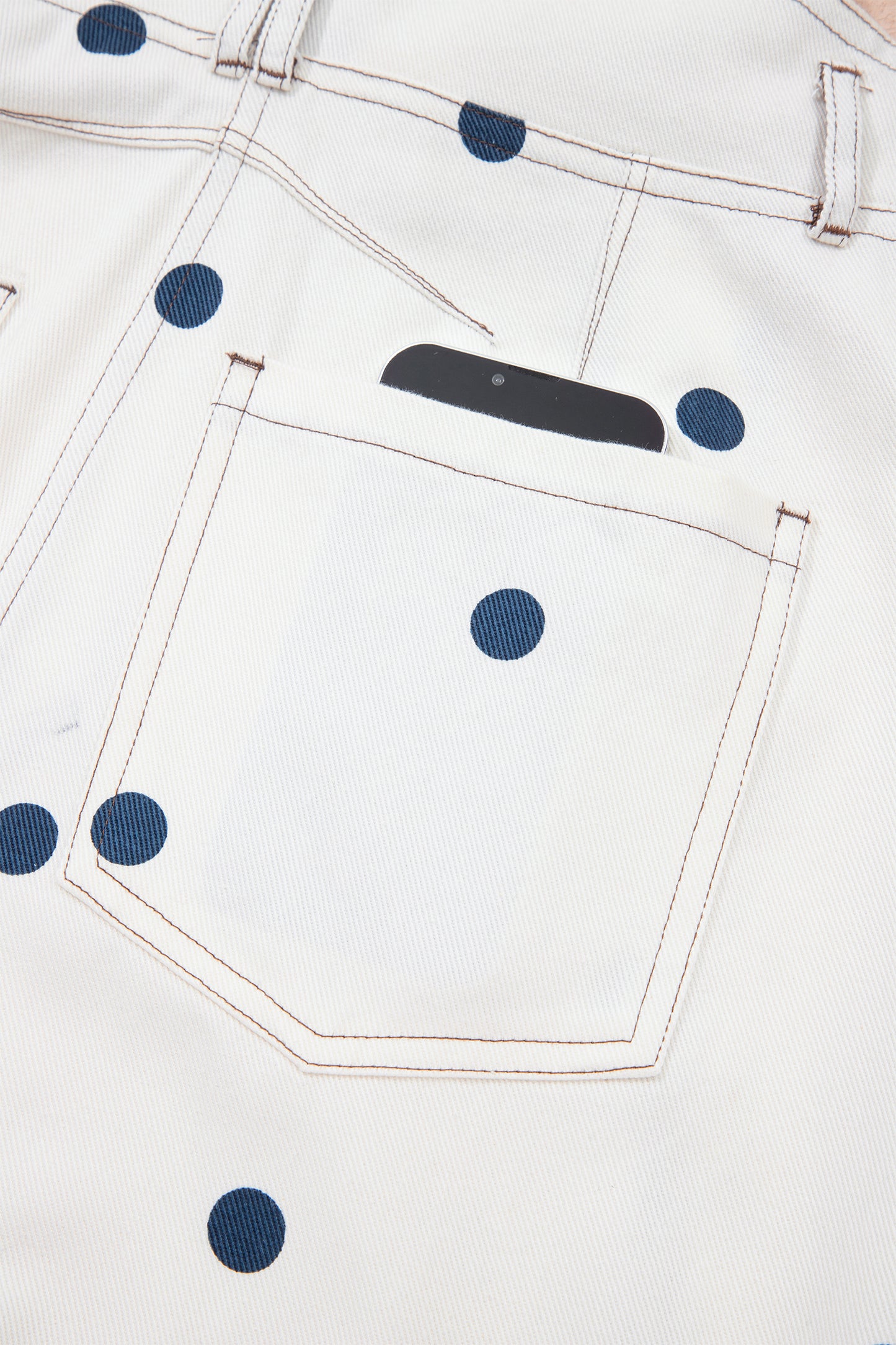 Light French Beige Polka Dot Print Bib Pocket Denim Barrel Overalls Jumpsuit