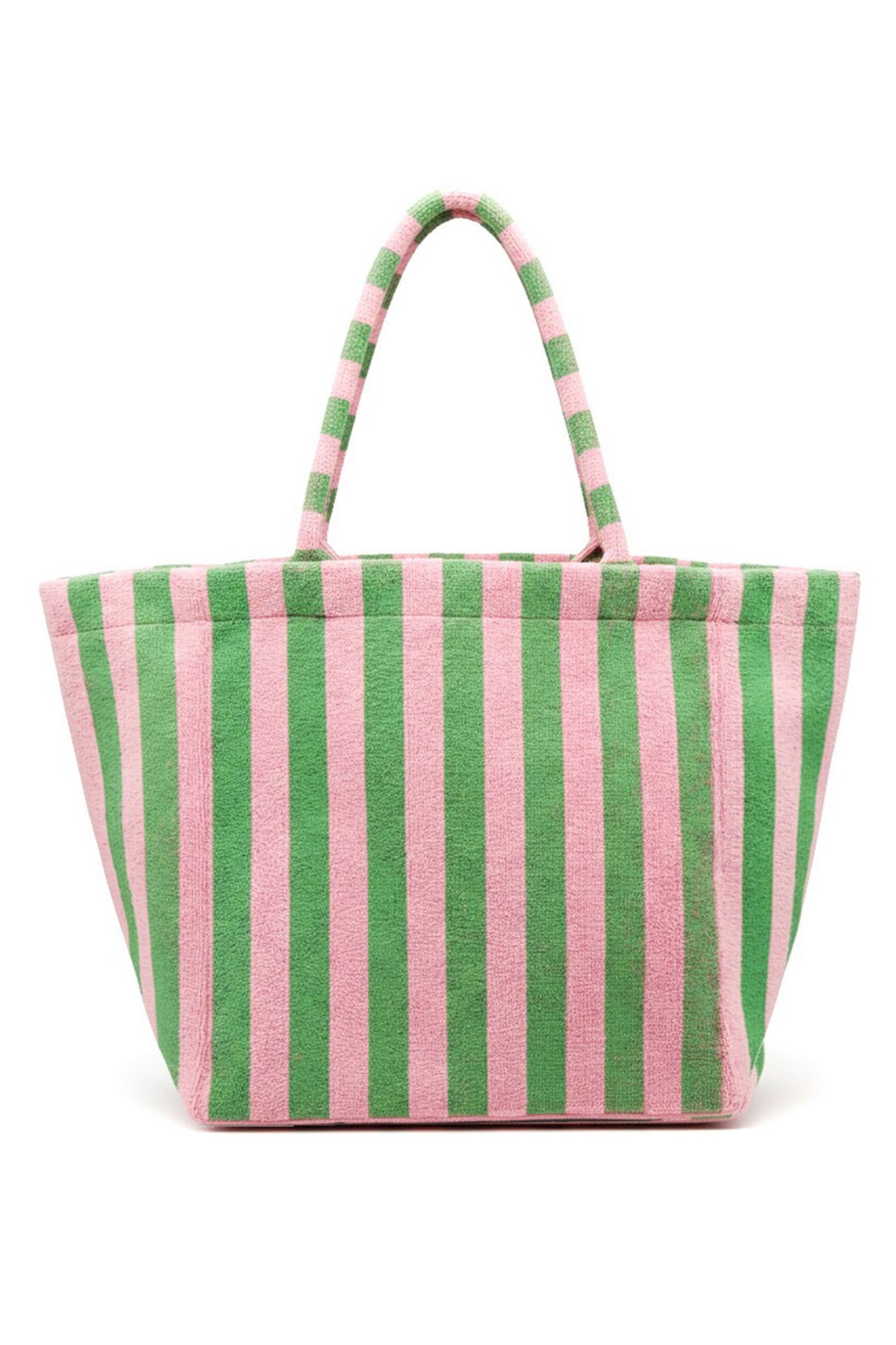Dark Green Striped Terry Large Beach Tote Bag