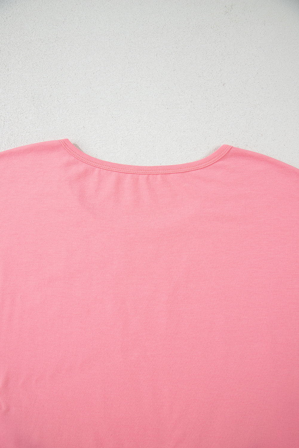 Pink Frill Hem Solid Color Loose T-Shirt