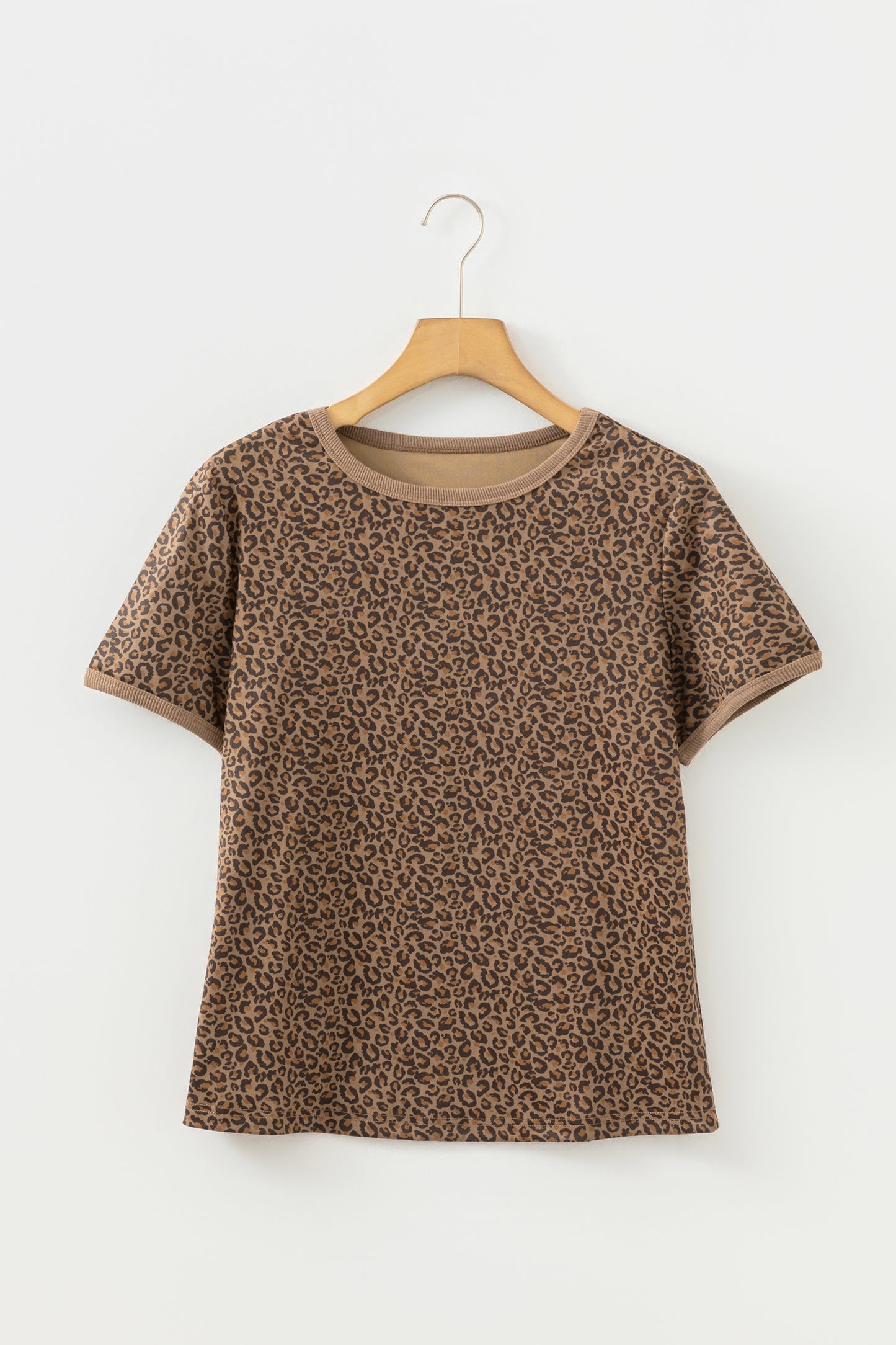 Khaki Fierce Leopard Crew Neck T Shirt