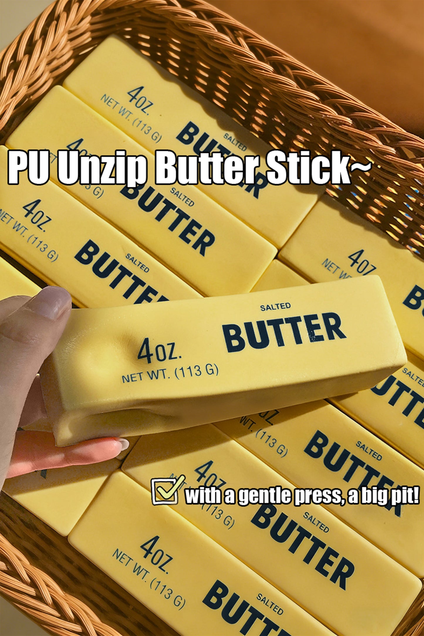 Pink PU Butter Bar Slow Rebound Decompression Toy