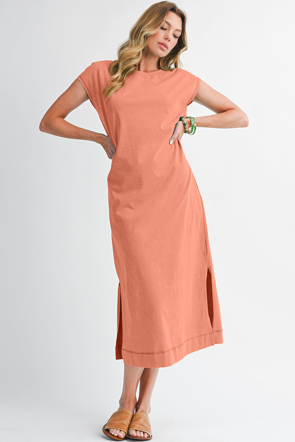 Clearly Aqua Mineral Wash Pocketed T-shirt Dress