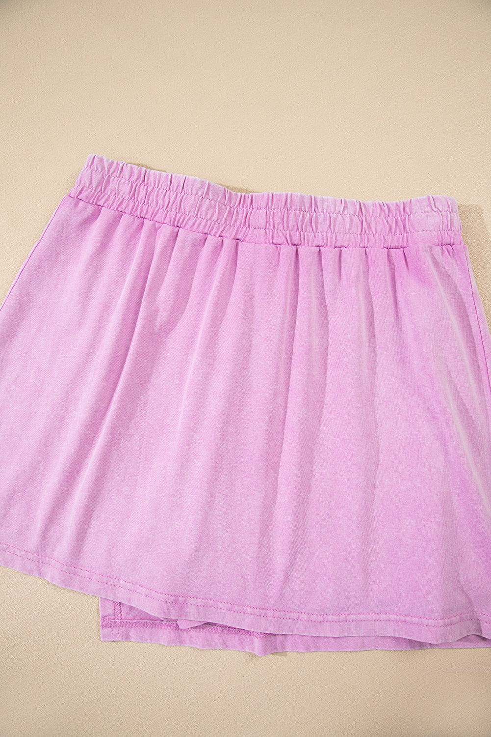 Yellow Cream 2 Pieces Mineral Wash Cotton Tank Top Lined Split Skort Set
