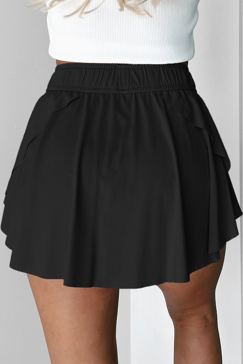 Bonbon Drawstring High Waist Lined Tennis Skort