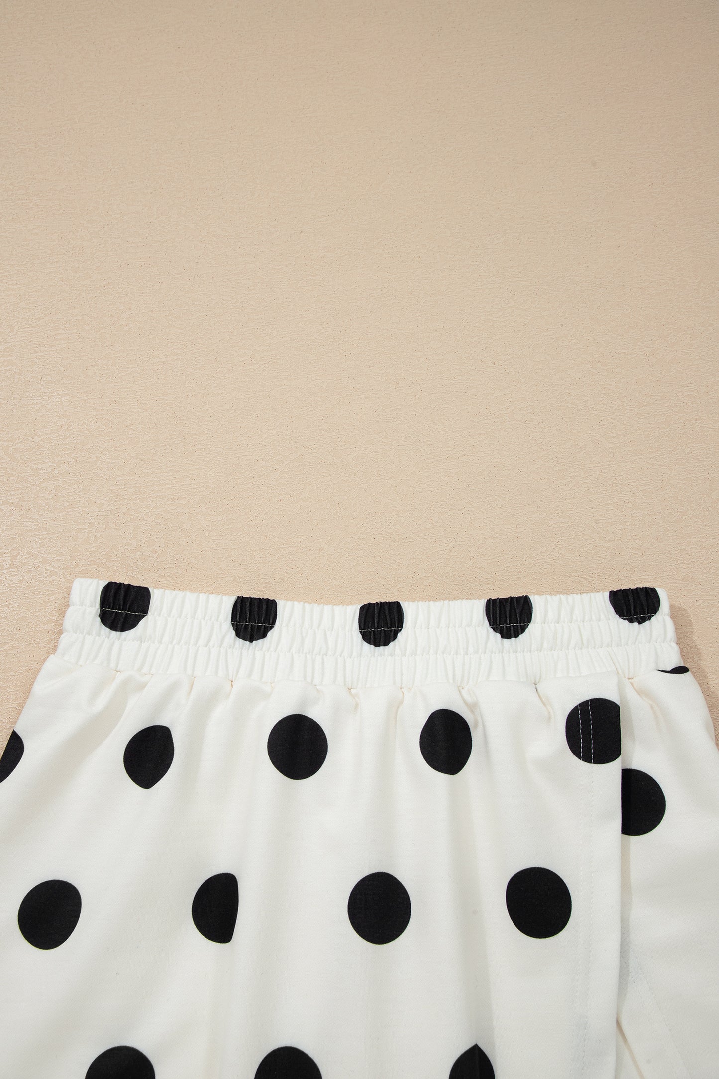 White Ribbed Trim Polka Dot Print Tank Split Mini Skort 2pcs Set