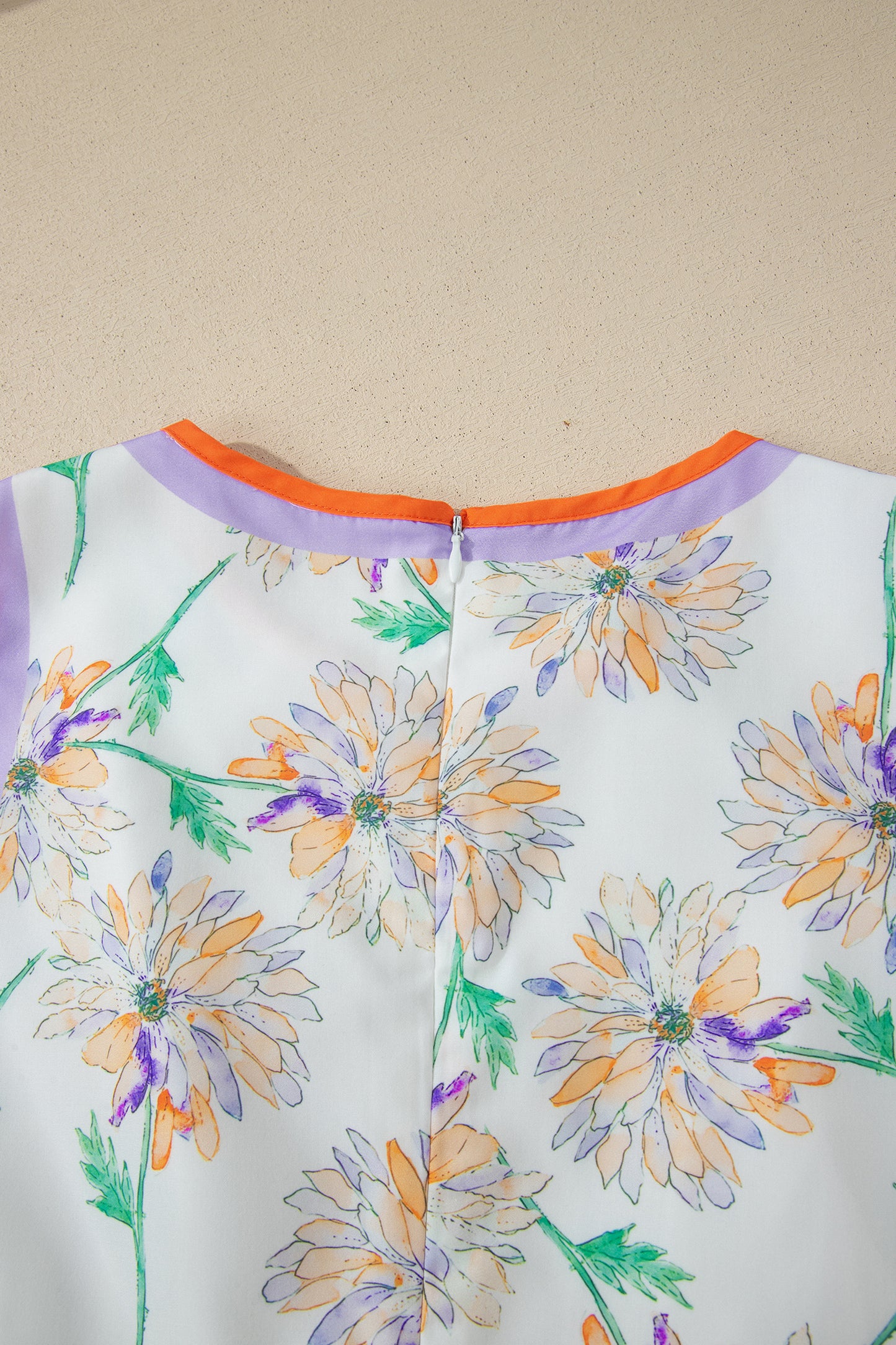 White Floral Print Color Block Trim Belted Sleeveless Maxi Dress
