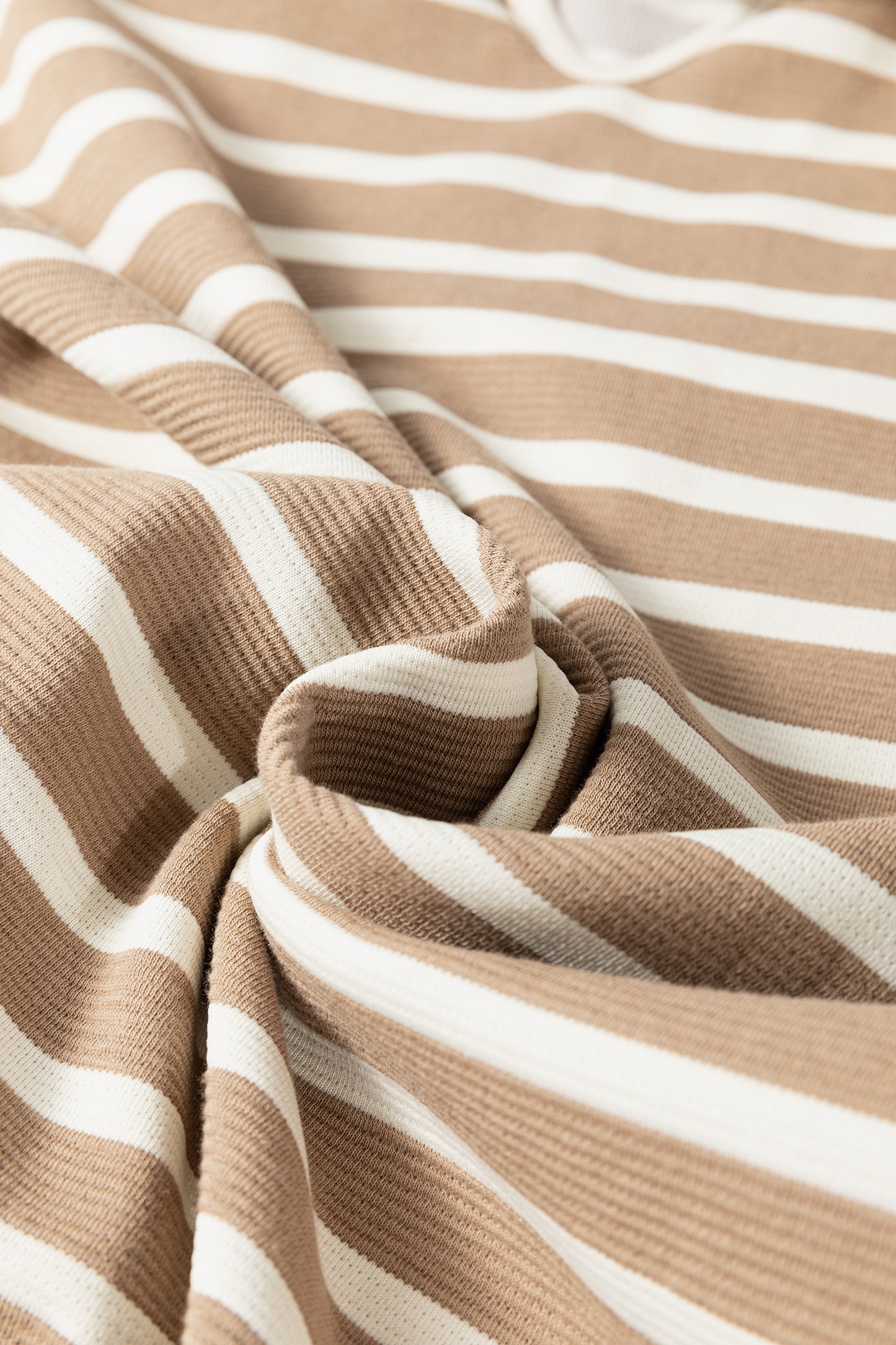 Khaki Stripe Tie V Neck Sleeveless Side Slit Midi Dress