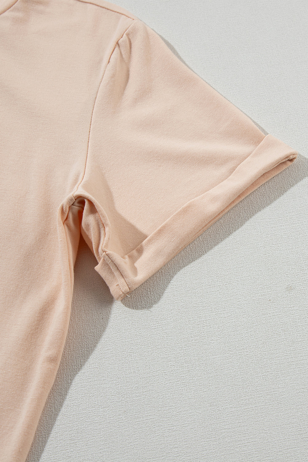 Sachet Pink Solid Color Basic Crew Neck Plain Tee