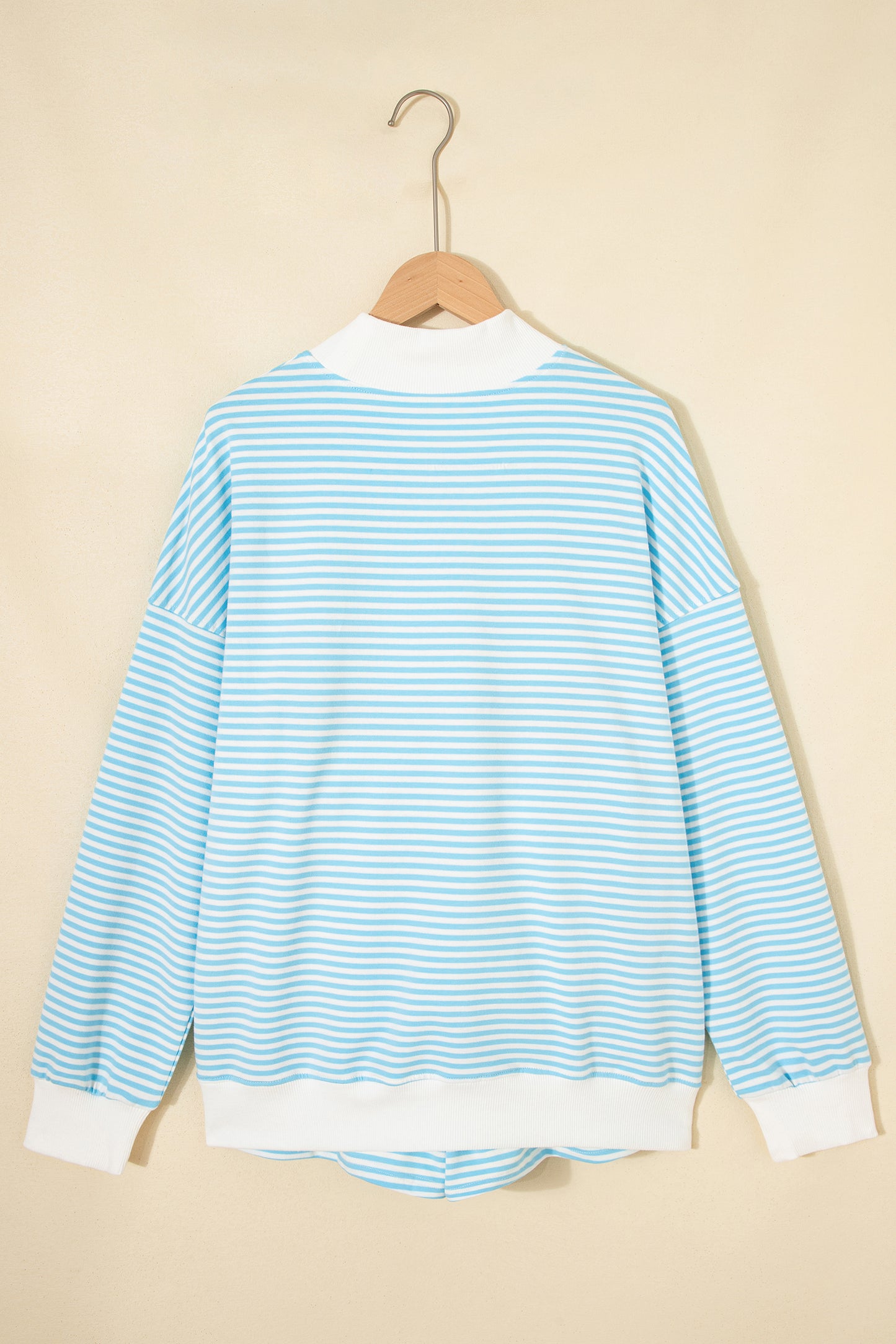 Red Stripe Oversize Mock Neck Sweatshirt and Shorts Set