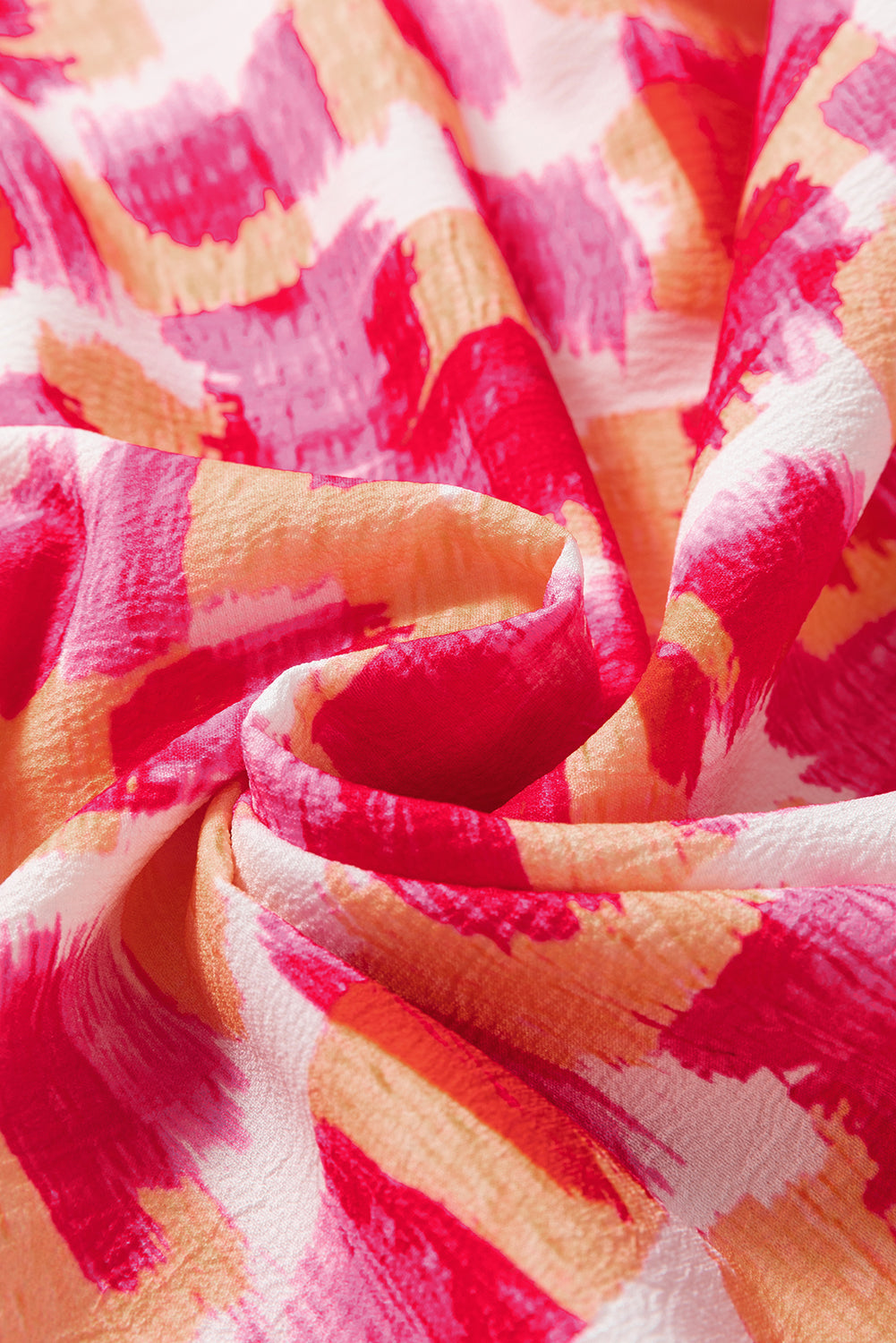 Pink Abstract Print Frill Neck Sleeveless Mini Dress
