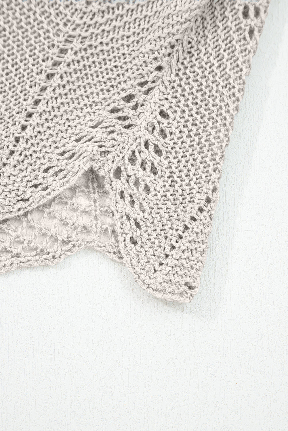 Seagrass Hollow Out Knit 3/4 Sleeve Loose Sweater