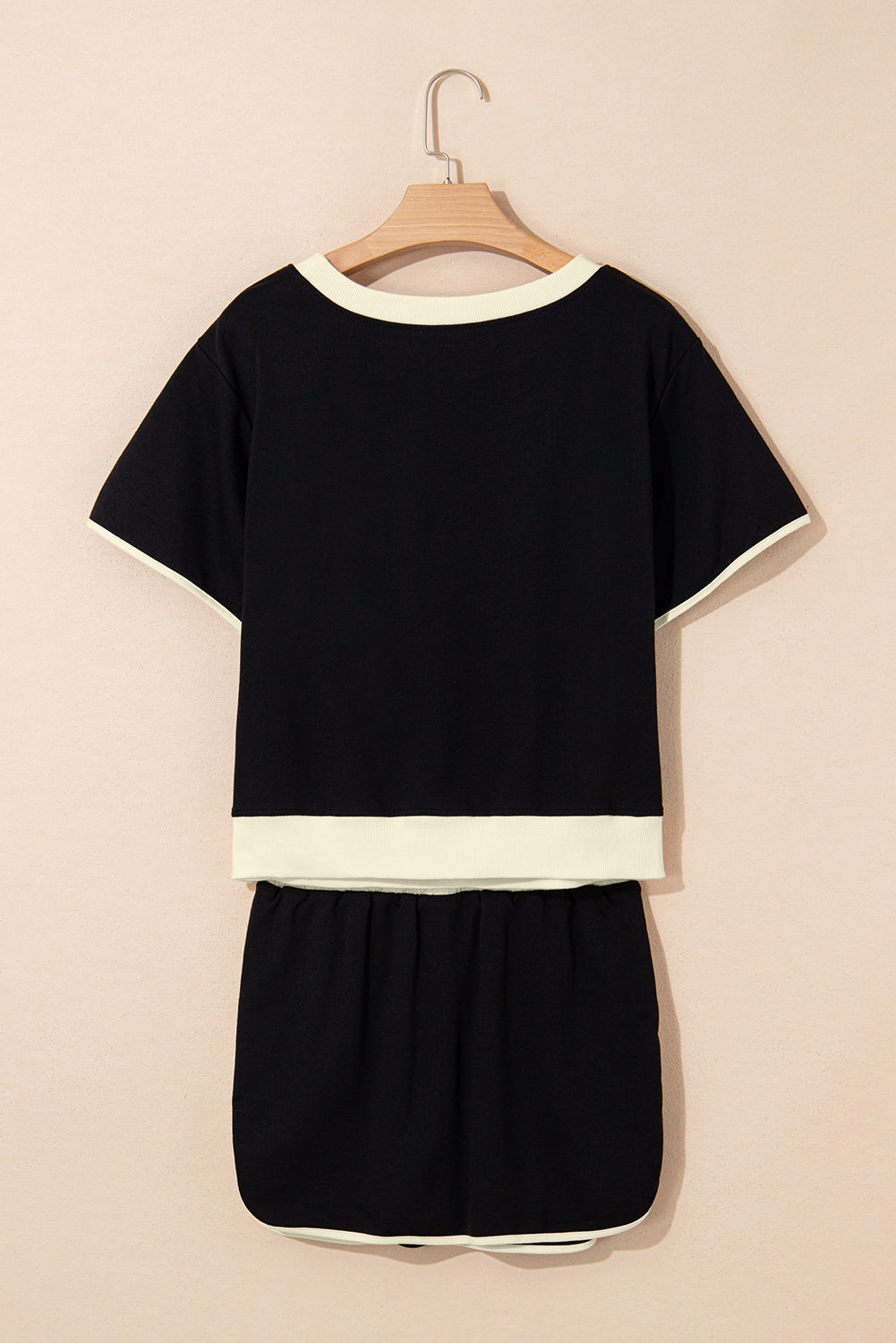 Moonlight Jade Colorblock Edge Drop Shoulder T Shirt and Skort 2Pcs Set