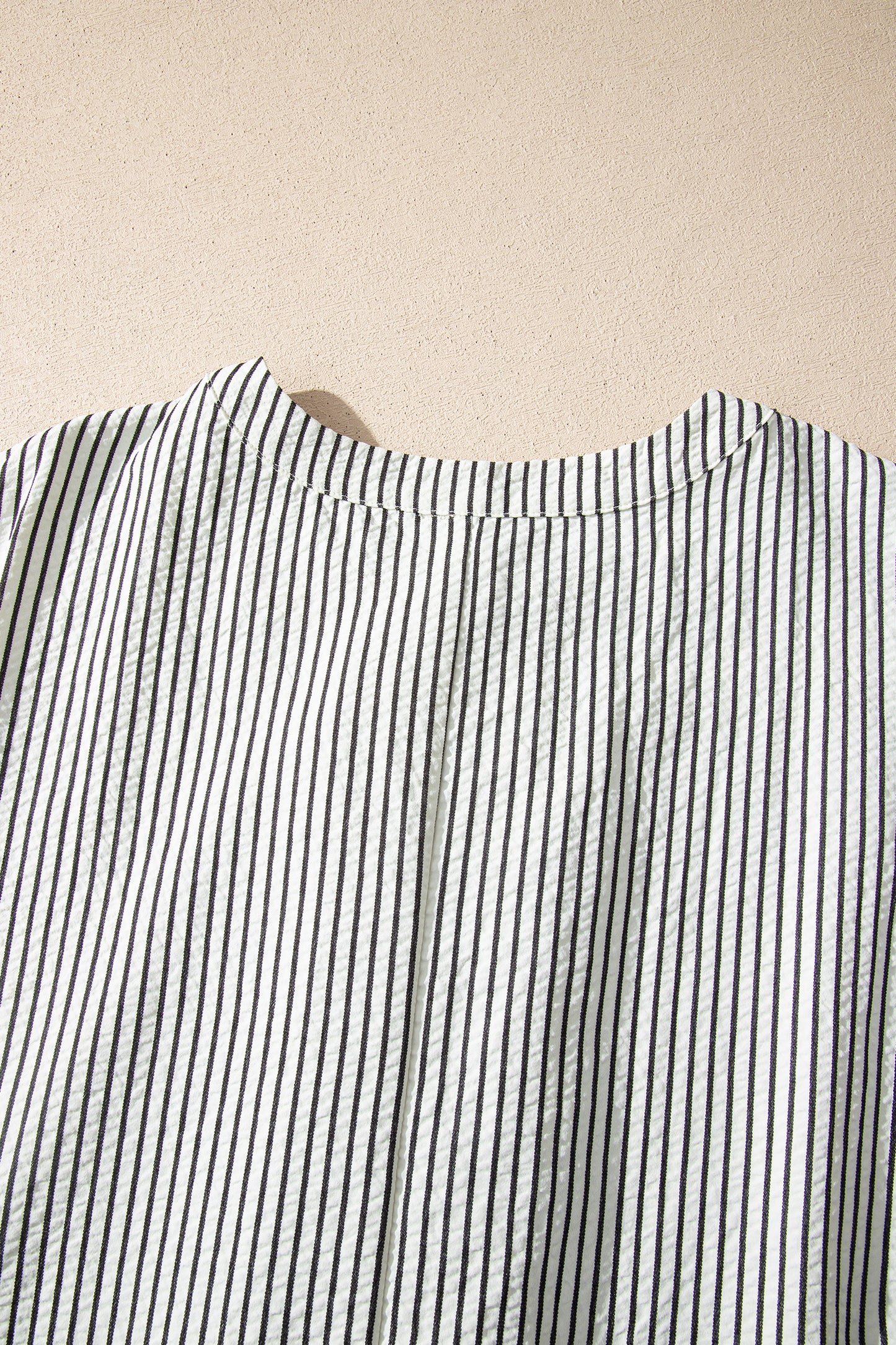 Red Stripe Frilled Detail Half Buttons Short Sleeve Long Dress