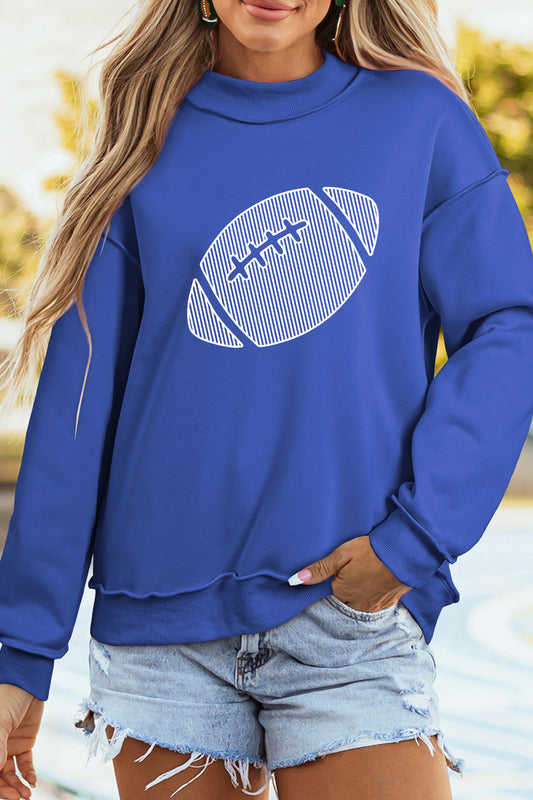 Dark Blue Reversible Gameday Football Graphic Oversized Sweatshirt