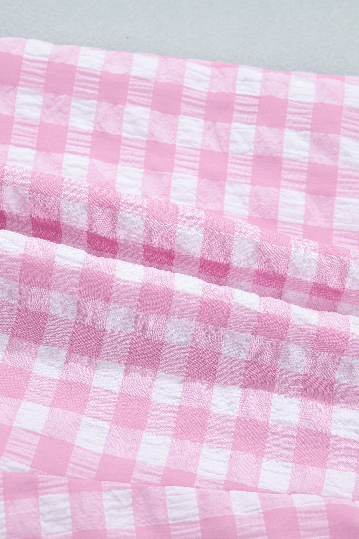 Red Gingham Print Ruffle Striped Detail Lace Tie Shorts