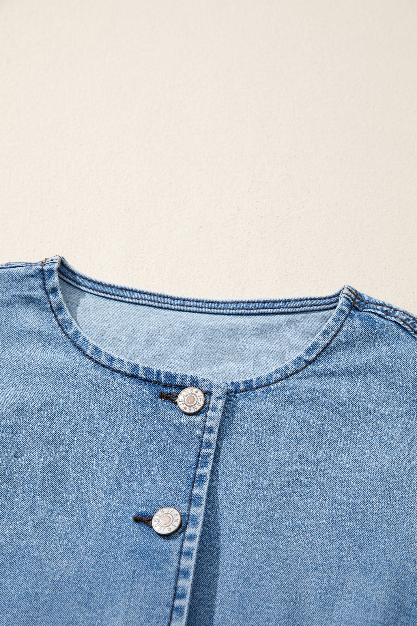 Ashleigh Blue Buttoned Front Slit Denim Vest